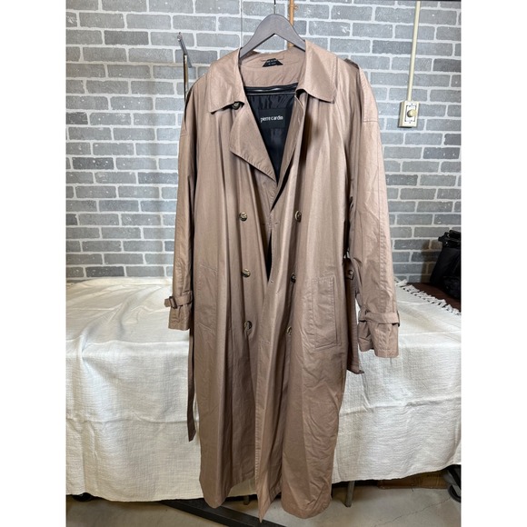 Pierre Cardin Other - Pierre Cardin Mens Double Breasted Trench Coat Tan Zip Out Liner 44R Cotton